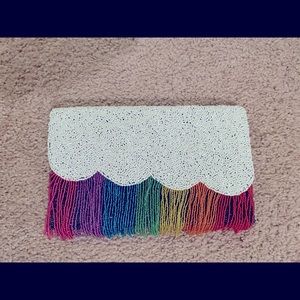 Tiana NY Rainbow and Cloud Blue Bead Bag Clutch Crossbody